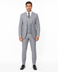 Mens Vested Gatsby Suit Pinstripe Grey Regular Fit Venetian