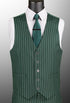 Harlem Nights Suits for Men - Mens Vested Suit 3 Piece Hunter Green Pinstripe F-V2RS9
