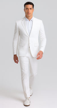 Mens Jacket + Pants Summer Seersucker Suit in White Pinstripe