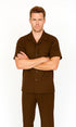 Mens Walking Suit in Color Brown Leisure Suit Casual Matching Shirt and Pants $99