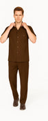 Mens Walking Suit in Color Brown Leisure Suit Casual Matching Shirt and Pants $99