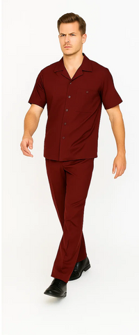 Mens Walking Suit in Color Burgundy Leisure Suit Casual Matching Shirt and Pants $99