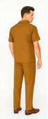 Mens Walking Suit in Color Caramel Leisure Suit Casual Matching Shirt and Pants $99