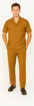 Mens Walking Suit in Color Caramel Leisure Suit Casual Matching Shirt and Pants $99