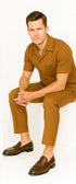 Mens Walking Suit in Color Caramel Leisure Suit Casual Matching Shirt and Pants $99
