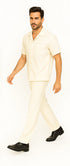 Mens Walking Suit in Color Cream Leisure Suit Casual Matching Shirt and Pants $99