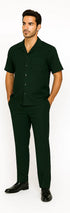 Mens Walking Suit in Color Hunter Green Leisure Suit Casual Matching Shirt and Pants $99