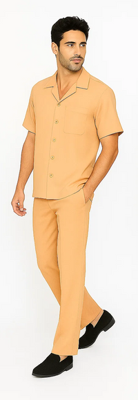 Mens Walking Suit in Color Melon Leisure Suit Casual Matching Shirt and Pants $99