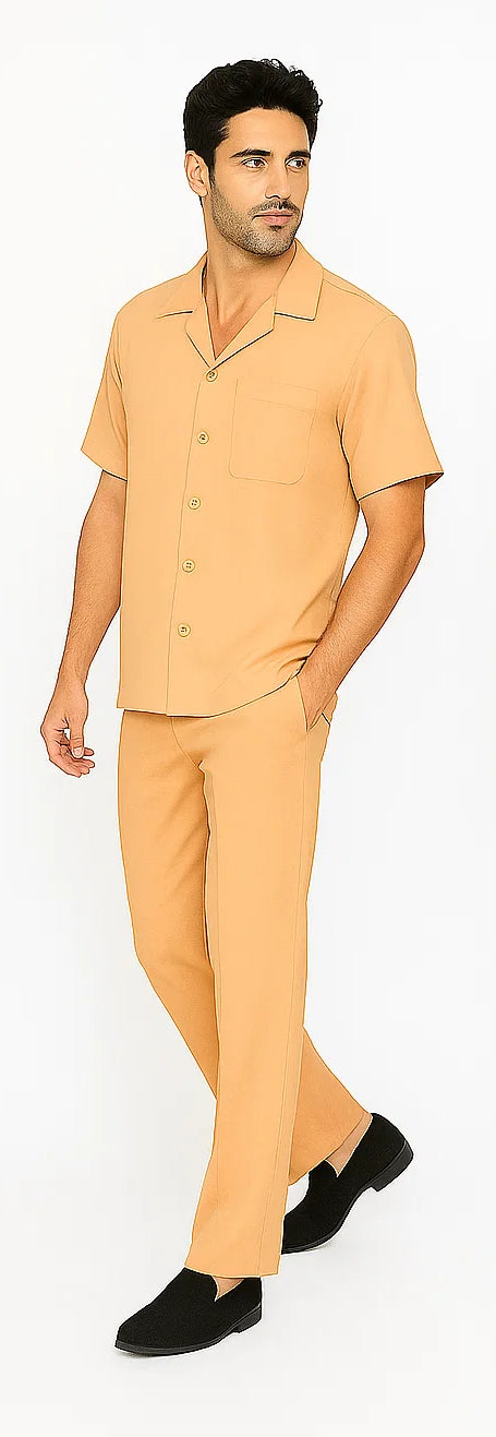 Mens Walking Suit in Color Melon Leisure Suit Casual Matching Shirt and Pants $99