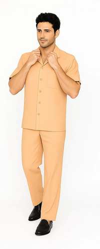Mens Walking Suit in Color Melon Leisure Suit Casual Matching Shirt and Pants $99