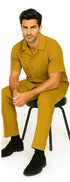 Mens Walking Suit in Color Mustard Leisure Suit Casual Matching Shirt and Pants $99