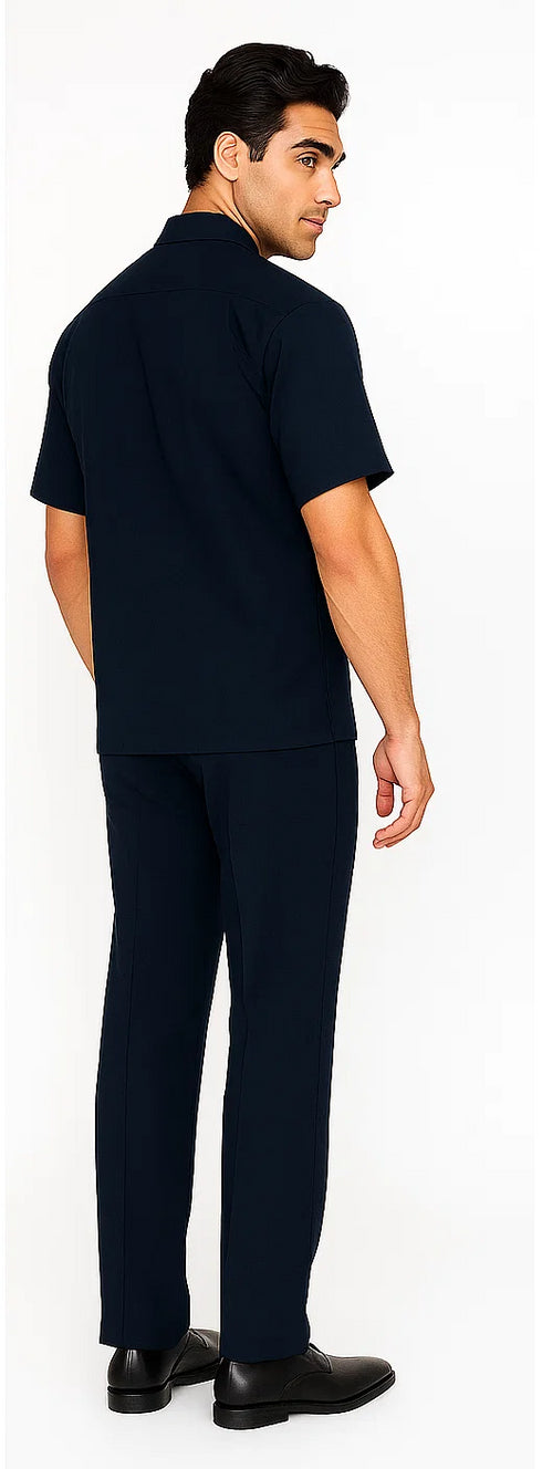 Mens Walking Suit in Color Navy Leisure Suit Causal Matching Shirt and Pants $99