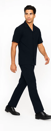 Mens Walking Suit in Color Navy Leisure Suit Causal Matching Shirt and Pants $99