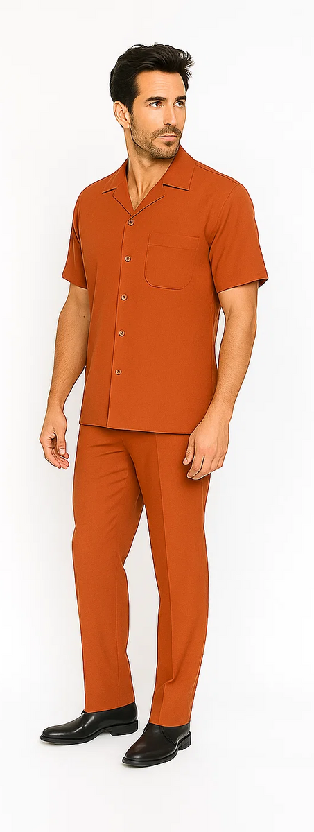 Mens Walking Suit in Color cream leisure suit causal Matching Shirt and Pants $99