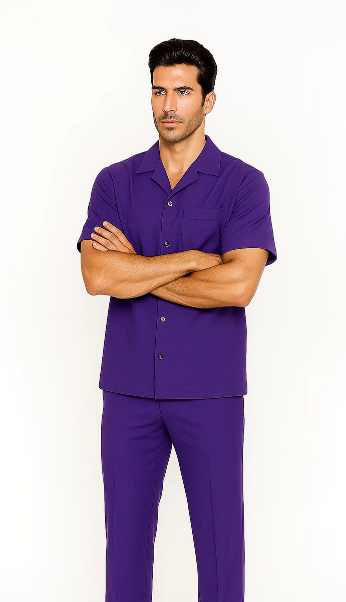 Mens Walking Suit in Color Purple Leisure Suit Casual Matching Shirt a –  OvercoatUSA