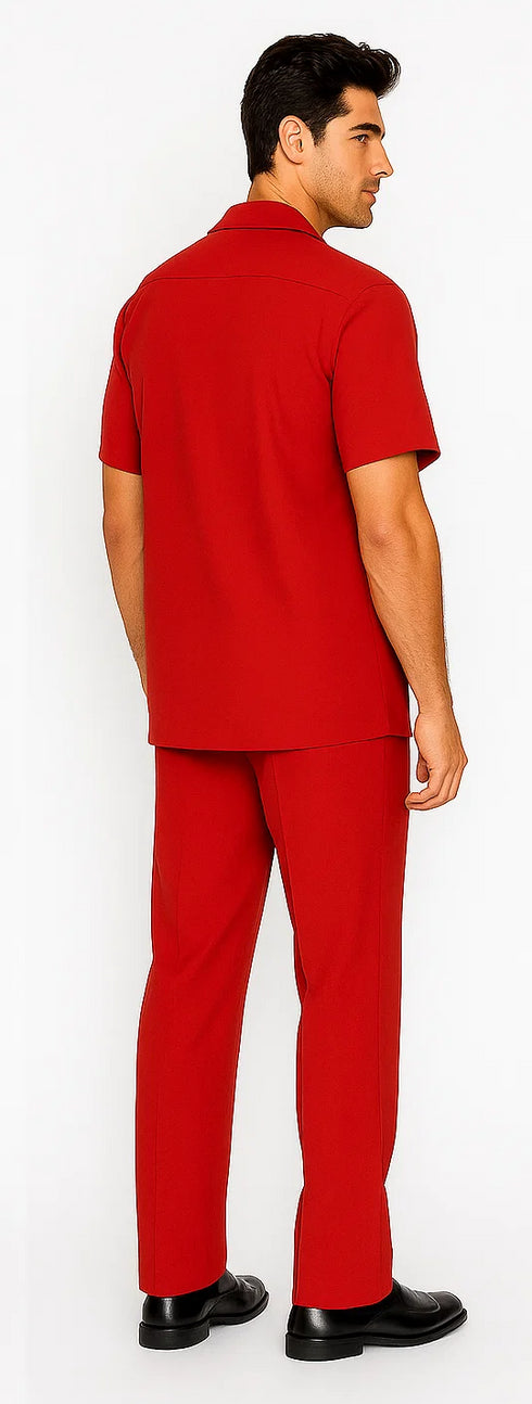 Mens Walking Suit in Color Red Leisure Suit Casual Matching Shirt and Pants $99