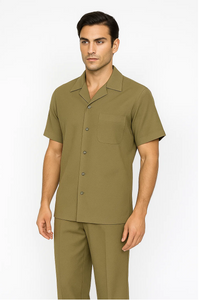 Mens Walking Suit in Color Safari Leisure Suit Casual Matching Shirt and Pants $99