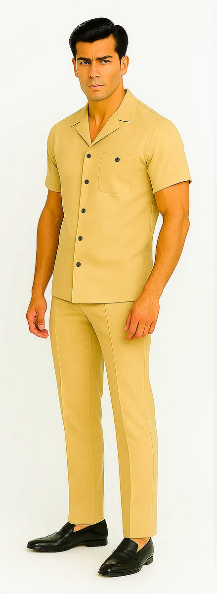 Mens Walking Suit - Big and Tall Casual Suit - Cream Suit Up to 6XL Pants