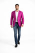 Mens Western Blazer - Paisley Pattern Cowboy Tuxedo Jacket in Color Fuchsia