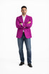 Mens Western Blazer - Paisley Pattern Cowboy Tuxedo Jacket in Color Fuchsia