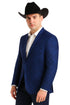 Mens Western Blazer - Paisley Pattern Cowboy Tuxedo Jacket in Color Royal