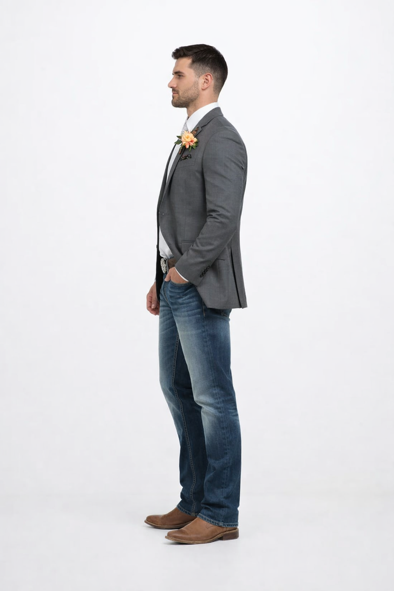 Mens Western Style Blazer – Classic Gray Cowboy Suit Jacket for Weddin –  OvercoatUSA