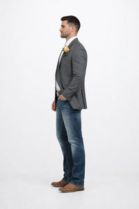 Mens Western Style Blazer – Classic Gray Cowboy Suit Jacket for Weddings, Country Events and Formal Wear in Grey Color