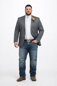 Mens Western Style Blazer – Classic Gray Cowboy Suit Jacket for Weddings, Country Events and Formal Wear in Grey Color