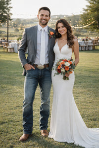 Mens Western Style Blazer – Classic Gray Cowboy Suit Jacket for Weddings, Country Events and Formal Wear in Grey Color