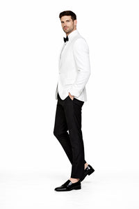 Mens White 1 Button Shawl Lapel Dinner Jacket