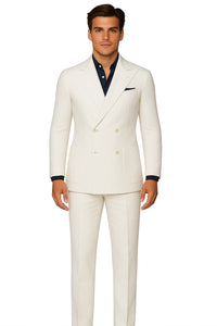 Linen Suit - Mens Summer Suits in White - Beach Wedding 4 Button