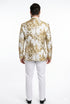 Mens White and Gold Floral Tuxedo Jacket with Satin Lapel – Luxury Prom, Wedding, and Formal Dinner Blazer