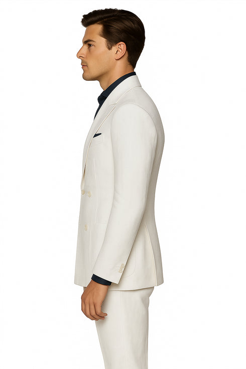 Linen Suit - Mens Summer Suits in White - Beach Wedding 4 Button