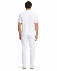 Mens White Seersucker Walking Suit Set – Casual Summer Short Sleeve Outfit with Matching Pants Lightweight Two Piece Set