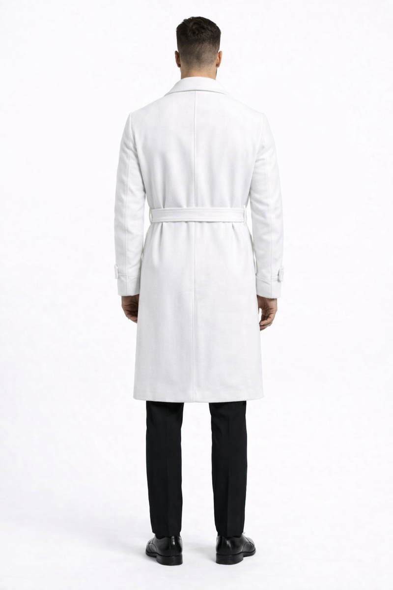 Men's White Wool Belted Long Coat – Classic Overcoat for Formal Wear, –  OvercoatUSA