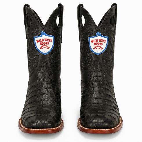 Men's Wild West Caiman Belly Skin Rodeo Toe Boots 281882