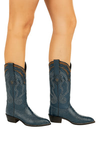 Men's Wild West Ostrich Leg Skin J Toe Boots 29905