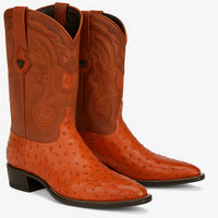 Men's Wild West Ostrich Skin J Toe Boots 29903-A