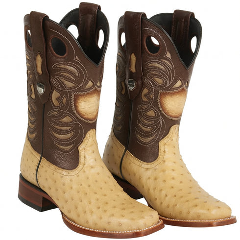 Men's Wild West Ostrich Skin Rodeo Toe Boots 281803