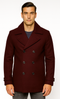 Men's Wool Burgundy ~ Wine Wool Double Breasted Coat ~ Designer men's Wool Peacoat Sale