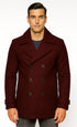 Men's Wool Burgundy ~ Wine Wool Double Breasted Coat ~ Designer men's Wool Peacoat Sale