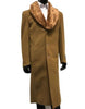 Mens Wool mens Overcoat With Fur Collar Full Length 48 Inches Camel