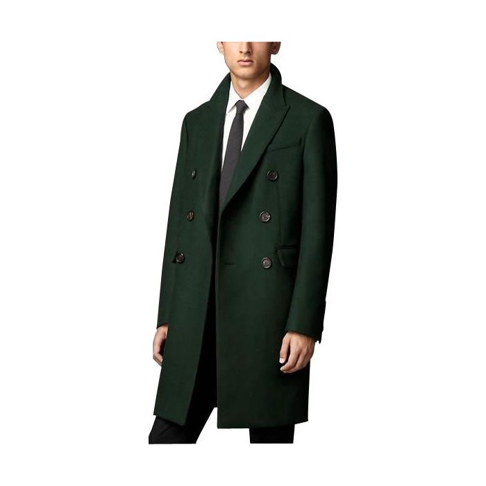 Olive Green Peacoat Double Breasted Three Quarter Overcoat And Cashmere Peacoat - Topcoat By Alberto Nardoni main image 0