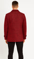 Mens Wool Plaid Peacoat - Plaid Pattern Wool Burgundy Coat