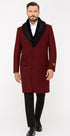 Three Quarter Ticket Pocket Peacoat With Fur Collar Burgundy