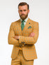 Men’s Checkered Yellow Suit with Vest – Fashionable Formal Style