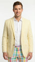 Mens Yellow Seersucker Blazer – Lightweight Summer Sport Coat Formal Casual Wedding Party Jacket