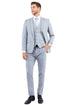 Mens Zegarie Brand Men's One Button Vested Slim Fit Business & Wedding Suit in Light Grey