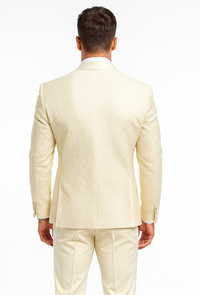 Men’s Ivory Floral Lace Tuxedo – Premium Vested Groom Wedding Outfit