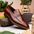 Zelli Meo Hand Burnished Calfskin Penny Loafers in Cognac